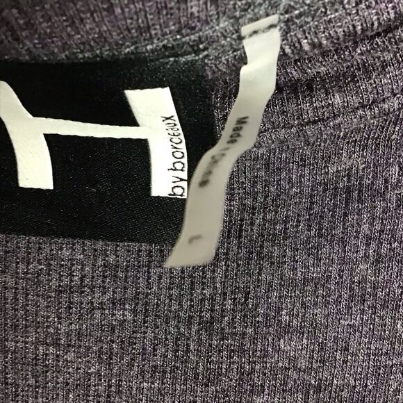 H by Bordeaux Womens Large Gray Ribbed Knit Scoop Neck Short Sleeve T-Shirt Top - Picture 12 of 13